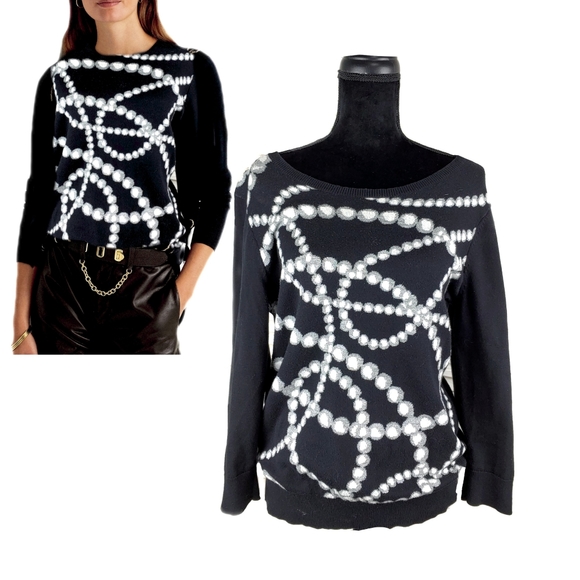 Cynthia Rowley Sweaters - Cynthia Rowley Black Scoop Neck Black & White Pearl Sweater